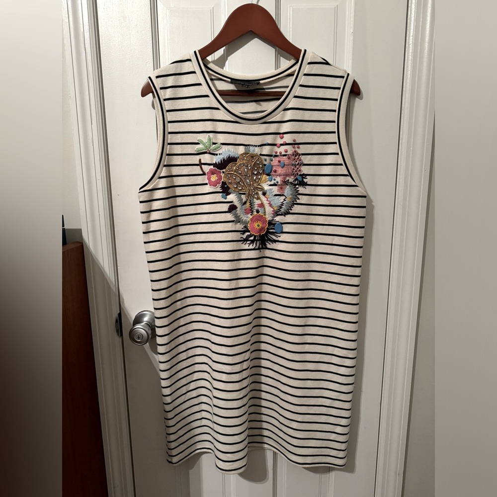 Cynthia Rowley beaded unique striped knit dress